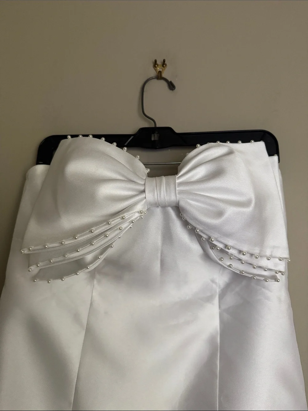 NWT- Alfred Sung Imitation Pearl & Bow Detail Strapless Cocktail Minidress, 12R
